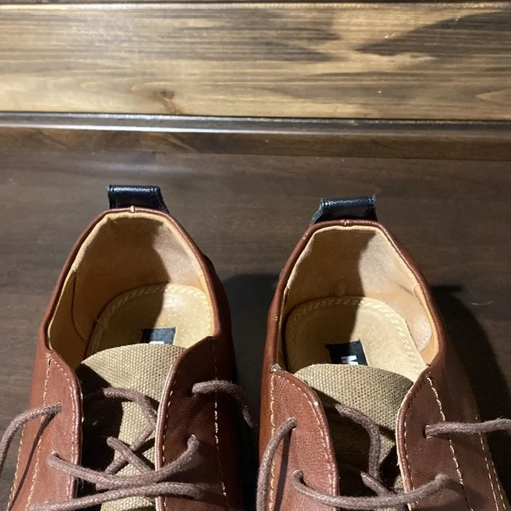 Madden Mens Yanton Oxford Dress Shoes Brown Almond Toe Lace Up Size 11